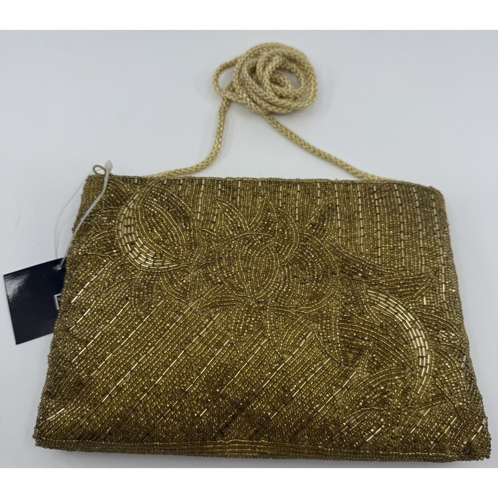 Valerie Stevens Beaded Gold Ladies Women's Handbag Purse Vintage